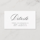 Simple calligraphy QR code wedding details card Begleitkarte (Vorderseite)