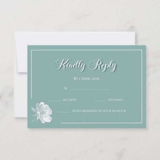 Simple Calligraphy Sage Green Floral Wedding RSVP Mitteilungskarte (Vorderseite)