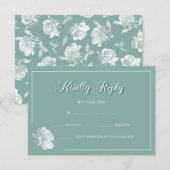 Simple Calligraphy Sage Green Floral Wedding RSVP Mitteilungskarte (Vorne/Hinten)