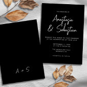 Simple Calligraphy Script Black & White Wedding Einladung