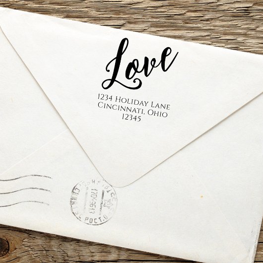 Simple Calligraphy Script Love Return Address Cute Permastempel