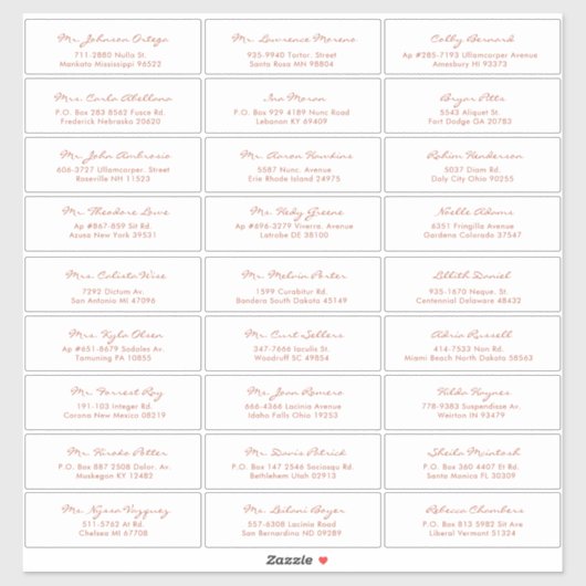 Simple Calligraphy Terracotta Wedding Guest Aufkleber (Blatt)