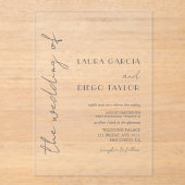 Simple Calligraphy Wedding Acryleinladungen (Vorderseite)