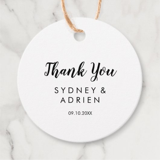 Simple Calligraphy Wedding Danke Geschenkanhänger (Vorderseite)