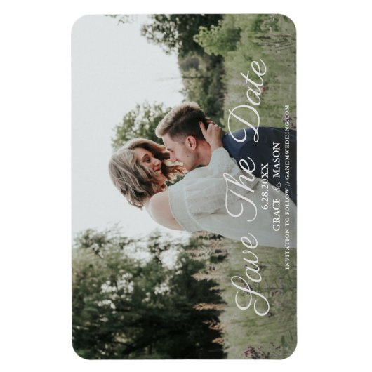 Simple Calligraphy Wedding Foto Save the Date Magnet (Vertikal)