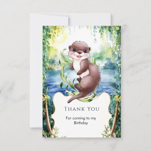 Simple Calm Otter Birthday Dankeskarte (Vorderseite)