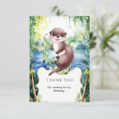 Simple Calm Otter Birthday Dankeskarte (Stehend Vorderseite)