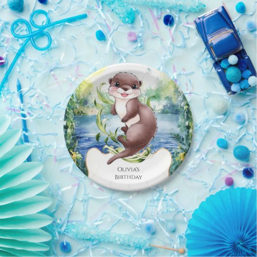 Simple Calm Otter Birthday Pappteller (Party)