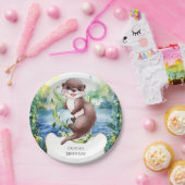 Simple Calm Otter Birthday Pappteller (Party)