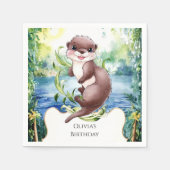 Simple Calm Otter Birthday Serviette (Vorderseite)