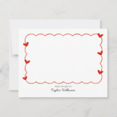 Simple Candy Red Wavy Border Heart Stationery Mitteilungskarte (Vorderseite)
