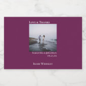 Simple Cassis Lila Wedding Foto dank Mini Alkoholflaschenetikett (Einzelnes Label)