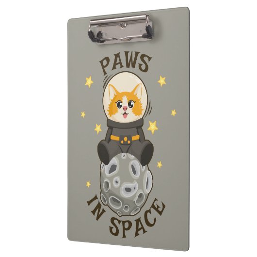 Simple Cat in space Astronaut Cosmic animal Moon Klemmbrett (Links)