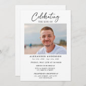 Simple Celebration of Life Black White Funeral Einladung (Vorne/Hinten)