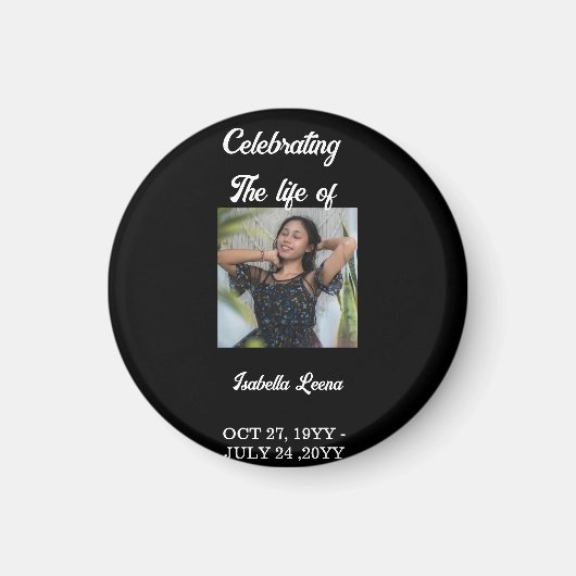 Simple Celebration of Life Funeral Memorial Photo Magnet (Vorne)