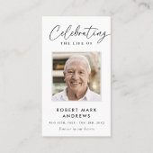 Simple Celebration of Life Memorial Prayer Card Visitenkarte (Vorderseite)