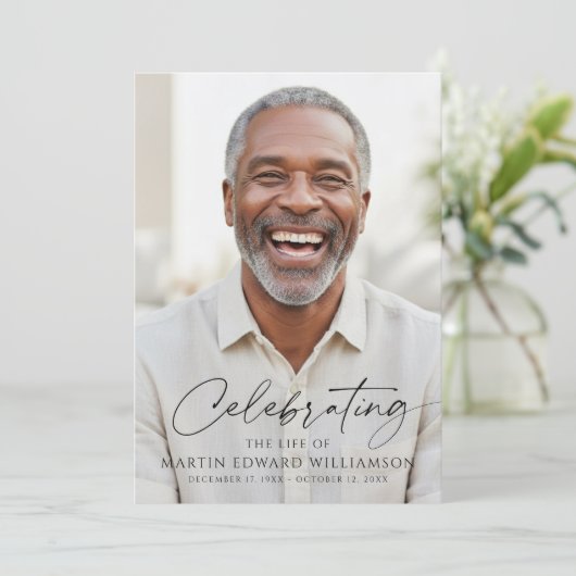 Simple Celebration of Life Photo Funeral Program Programm (Stehend Vorderseite)