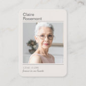 Simple Celebration of Life Photo Prayer Card Visitenkarte (Vorderseite)