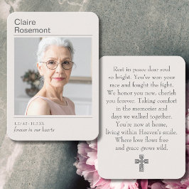 Simple Celebration of Life Photo Prayer Card Visitenkarte