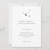 Simple Celestial Blue Stars Moon Wedding Einladung (Vorderseite)