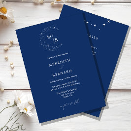 Simple Celestial Elegant Wedding Monogram Details Einladung