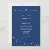 Simple Celestial Elegant Wedding Navy Blue  Einladung (Vorderseite)