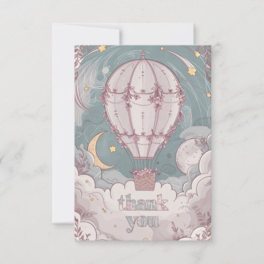 Simple Celestial Hot Air Ballon Dankeskarte (Vorderseite)