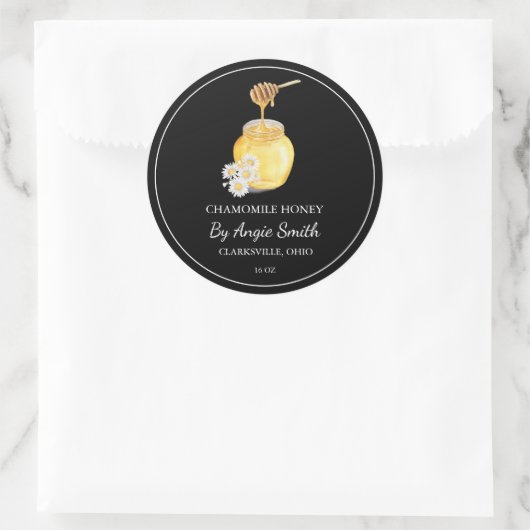 Simple Chamomile Infused Honey Label Runder Aufkleber (Tasche)