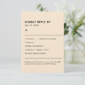 Simple Champagne Meal Choice Wedding RSVP Card (Stehend Vorderseite)