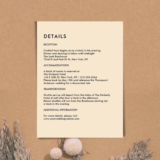 Simple Champagne Wedding Details  Begleitkarte