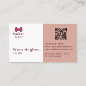 Simple Charm Professional Soft Blush Pink Bow Visitenkarte (Vorderseite)