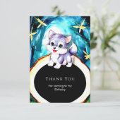 Simple Charm Wolf Birthday Dankeskarte (Stehend Vorderseite)