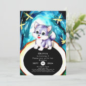 Simple Charm Wolf Birthday Einladung (Stehend Vorderseite)