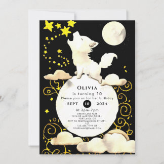 Simple Charm Wolf Birthday Einladung