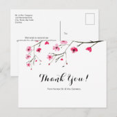 Simple Cherry Blossom Danke Hochzeit Postkarte (Vorne/Hinten)