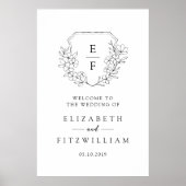 Simple Cherry Blossom Monogram Wappen Willkommen Poster (Vorne)