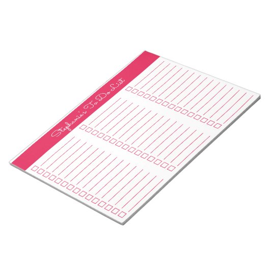 Simple Cherry Red 8.5x11 Three Column Checklist Notizblock (angewinkelt)