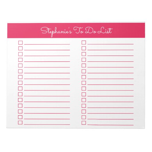 Simple Cherry Red 8.5x11 Two Column Checklist Notizblock (Vorderseite)