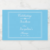 Simple Chic Aqua Blue Elegante Script Wedding Mini Alkoholflaschenetikett (Einzelnes Label)