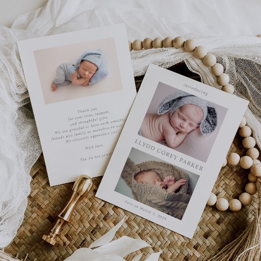 Simple Chic Baby Photo Announcement Card Einladung