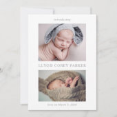 Simple Chic Baby Photo Announcement Card Einladung (Vorderseite)