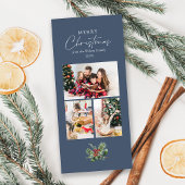 Simple Chic Blue 3 Foto Collage Weihnachtsfolien Feiertagskarte