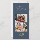 Simple Chic Blue 3 Foto Collage Weihnachtsfolien Feiertagskarte (Vorderseite)