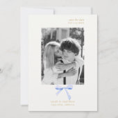 Simple Chic Blue Ribbon | Aus Weiß Save the Date Einladung (Vorderseite)