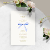Simple Chic Blue Ribbon | Off White Wedding Einladung