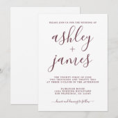Simple Chic Burgundy Calligrafy Wedding Einladung (Vorne/Hinten)