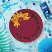 Simple Chic Burgundy Gold Erntedank Harvest Pappteller (Party)