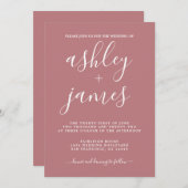 Simple Chic Calligraphy Dusty Rose Wedding Einladung (Vorne/Hinten)