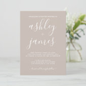 Simple Chic Calligraphy Gray Morn Wedding Einladung (Stehend Vorderseite)