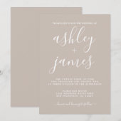 Simple Chic Calligraphy Gray Morn Wedding Einladung (Vorne/Hinten)